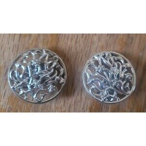 Vintage Celtic TARA Earrrings Clip On Silver Tone Round Filigree